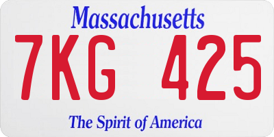 MA license plate 7KG425