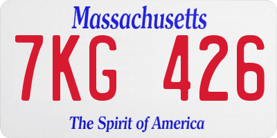 MA license plate 7KG426