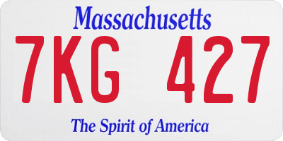 MA license plate 7KG427