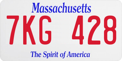 MA license plate 7KG428