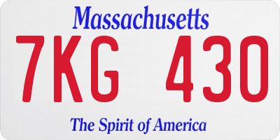 MA license plate 7KG430