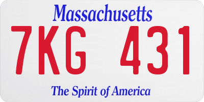 MA license plate 7KG431