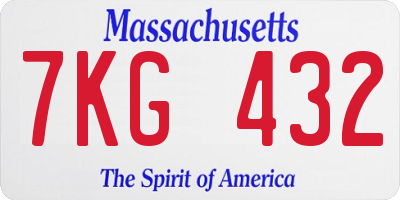 MA license plate 7KG432