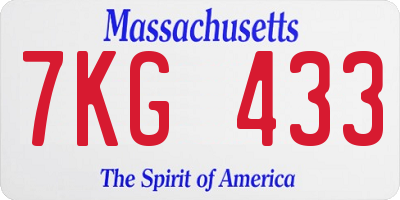 MA license plate 7KG433