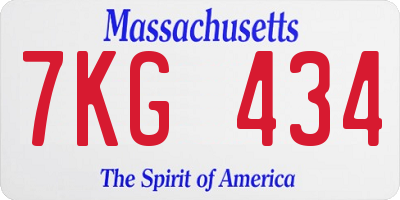 MA license plate 7KG434