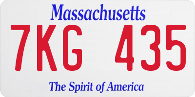 MA license plate 7KG435