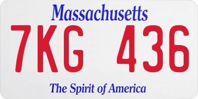 MA license plate 7KG436