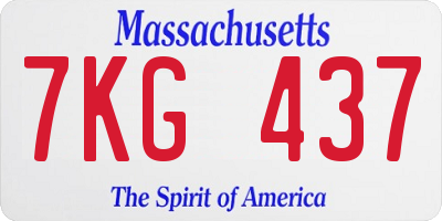MA license plate 7KG437