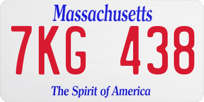 MA license plate 7KG438