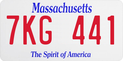 MA license plate 7KG441