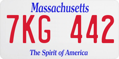 MA license plate 7KG442