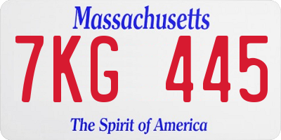 MA license plate 7KG445