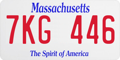 MA license plate 7KG446