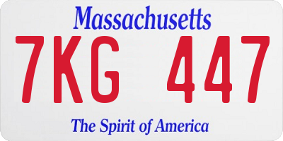 MA license plate 7KG447