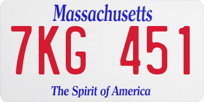 MA license plate 7KG451