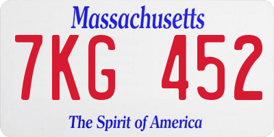 MA license plate 7KG452