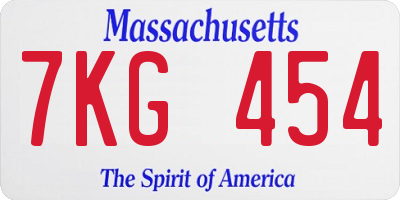 MA license plate 7KG454