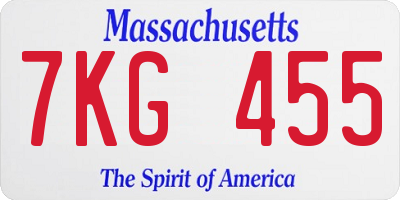 MA license plate 7KG455