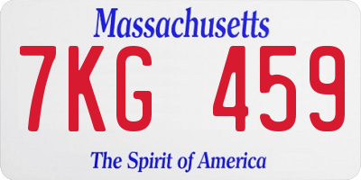 MA license plate 7KG459