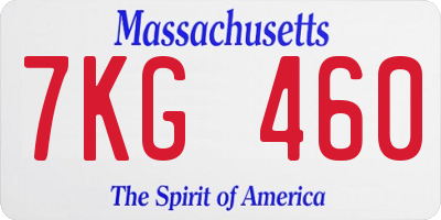 MA license plate 7KG460