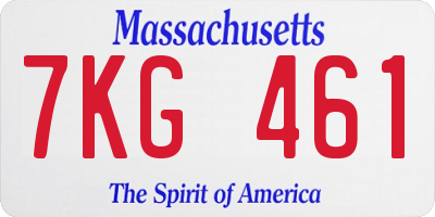 MA license plate 7KG461