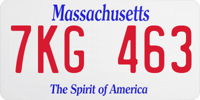 MA license plate 7KG463
