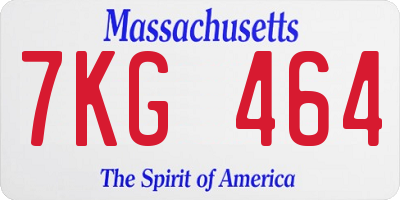 MA license plate 7KG464
