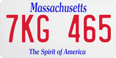 MA license plate 7KG465