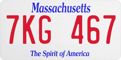 MA license plate 7KG467