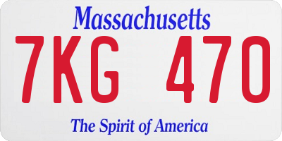 MA license plate 7KG470