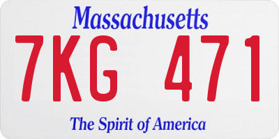 MA license plate 7KG471