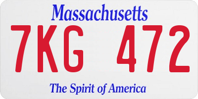 MA license plate 7KG472