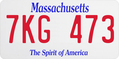 MA license plate 7KG473
