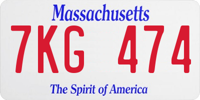 MA license plate 7KG474
