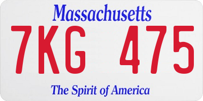 MA license plate 7KG475