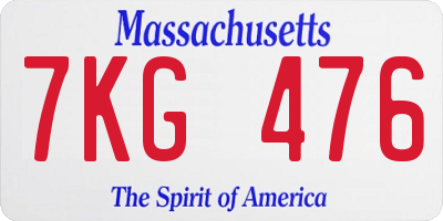 MA license plate 7KG476