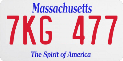 MA license plate 7KG477