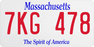 MA license plate 7KG478