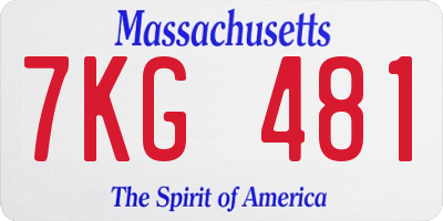 MA license plate 7KG481