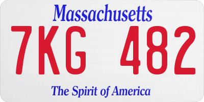 MA license plate 7KG482