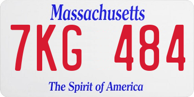 MA license plate 7KG484
