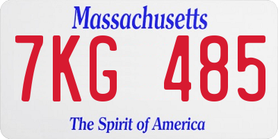 MA license plate 7KG485