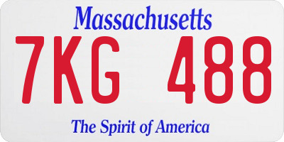 MA license plate 7KG488