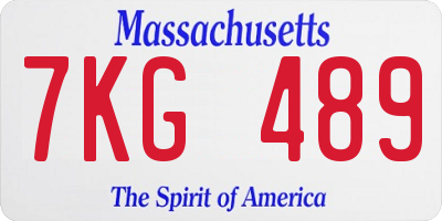 MA license plate 7KG489