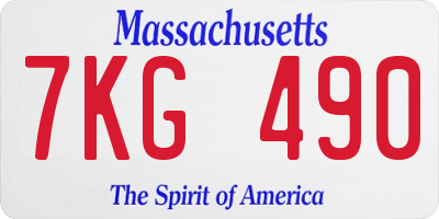 MA license plate 7KG490