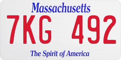 MA license plate 7KG492