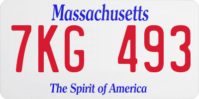 MA license plate 7KG493