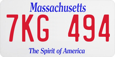 MA license plate 7KG494