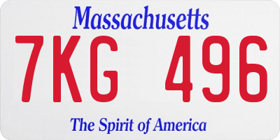 MA license plate 7KG496