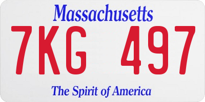 MA license plate 7KG497